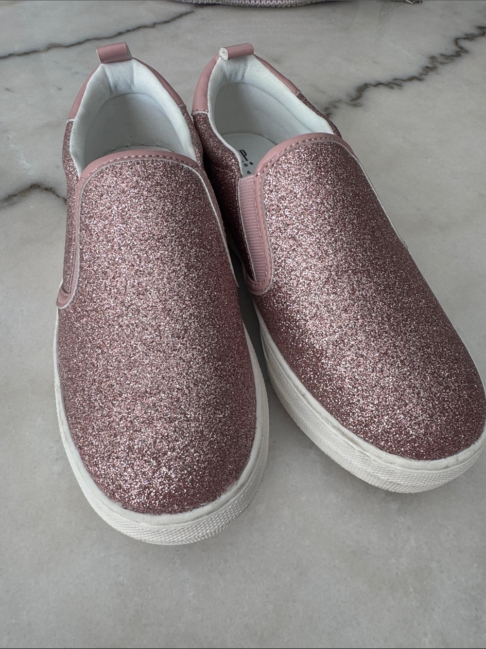 GAP Girls' Pink Glitter Slip-On Sneakers